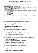 Câu hỏi trắc nghiệm khách quan Địa lý 12
